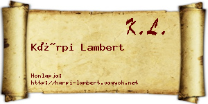 Kárpi Lambert névjegykártya